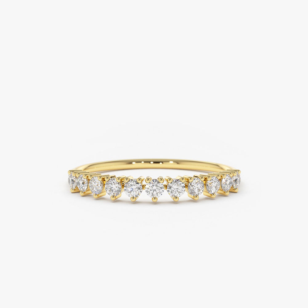 14K Gold 3 Prong Diamond Wedding Ring 14K Gold Ferkos Fine Jewelry