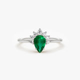 14k Pear Shape Emerald Engagement Ring 14K White Gold Ferkos Fine Jewelry
