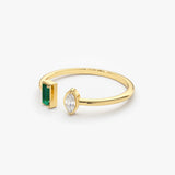 14K Gold Emerald and Diamond Cuff Ring  Ferkos Fine Jewelry