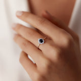 14k Round Sapphire Halo Diamond Engagement Ring  Ferkos Fine Jewelry