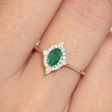 14k Oval Emerald and Diamond Bellarina Ring  Ferkos Fine Jewelry