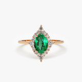 14k Oval Emerald and Diamond Bellarina Ring 14K Rose Gold Ferkos Fine Jewelry