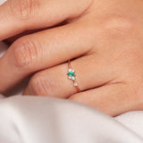 14k Slanted Marquise Emerald and Diamond Ring  Ferkos Fine Jewelry