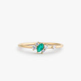 14k Slanted Marquise Emerald and Diamond Ring 14K Rose Gold Ferkos Fine Jewelry