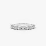 14K Gold Baguette and Round Diamond Ring 14K White Gold Ferkos Fine Jewelry