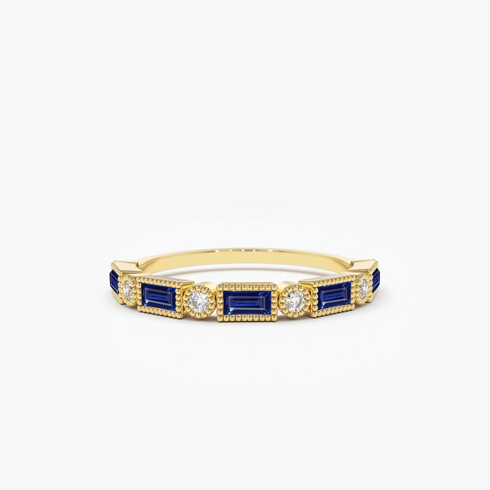14k Sapphire Baguette and Diamond Ring – FERKOS FJ