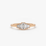 14K Gold Step Cut Baguette Diamond Ring 14K Rose Gold Ferkos Fine Jewelry