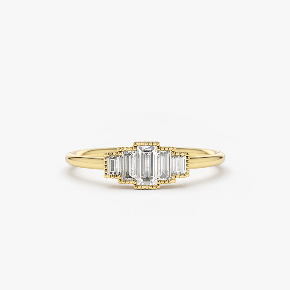 14K Gold Step Cut Baguette Diamond Ring 14K Gold Ferkos Fine Jewelry
