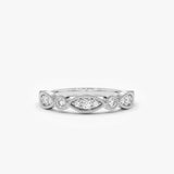 14K Gold Vintage Style Diamond Wedding Ring 14K White Gold Ferkos Fine Jewelry