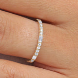 14K Gold Baguette and Round Cut Diamond Wedding Band  Ferkos Fine Jewelry