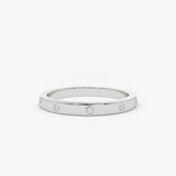 14K Burnish Set Diamond Wedding Ring 14K White Gold Ferkos Fine Jewelry