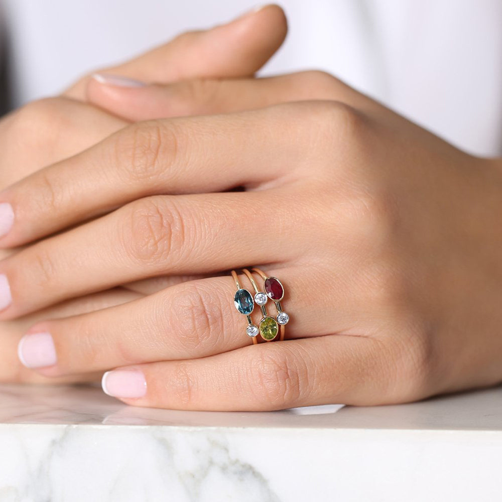 Oval Grey Spinel Diamond Ring 14k Rose Gold 3 Stone Engagement Ring | La  More Design
