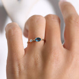 14k Gold Oval London Blue Topaz  and Diamond Ring  Ferkos Fine Jewelry