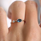14k Gold Oval London Blue Topaz  and Diamond Ring  Ferkos Fine Jewelry