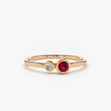 14K Gold Bezel Setting Ruby and Diamond Ring 14K Rose Gold Ferkos Fine Jewelry