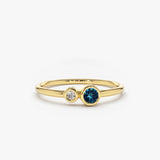 14K Gold Bezel Setting London Blue Topaz and Diamond Ring 14K Gold Ferkos Fine Jewelry