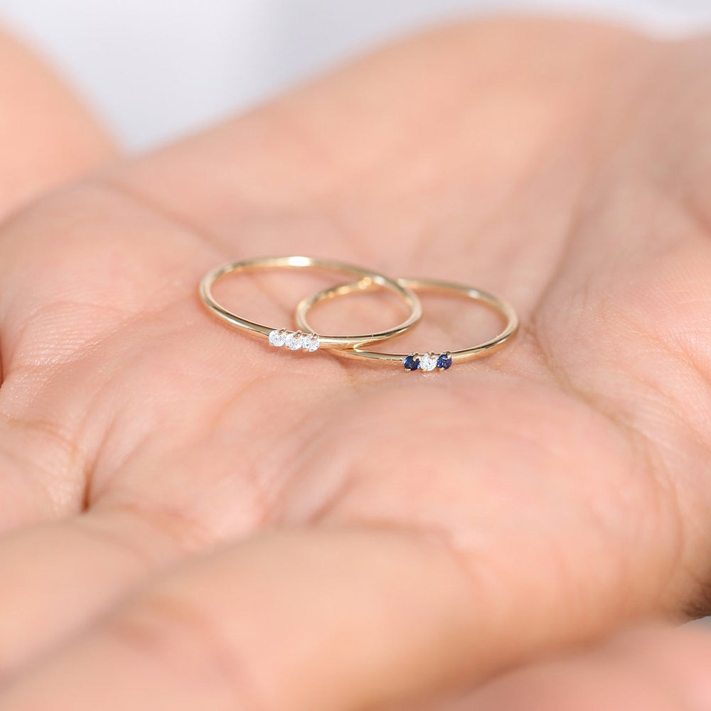Custom Dainty Pave Princess Cut Birthstone Ring | Caitlyn Minimalist