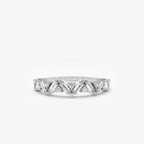 14K Gold Slanted Baguette and Round Diamond Ring 14K White Gold Ferkos Fine Jewelry