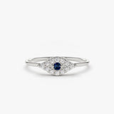 14K Gold Diamond and Sapphire Evil Eye Ring 14K White Gold Ferkos Fine Jewelry