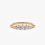 14K Gold 5 Stone Graduating Diamond Wedding Ring 14K Rose Gold Ferkos Fine Jewelry