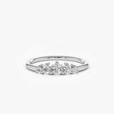 14K Gold 5 Stone Graduating Diamond Wedding Ring 14K White Gold Ferkos Fine Jewelry