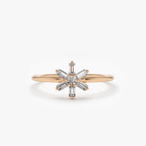 14K Baguette Diamond Flower Ring 14K Rose Gold Ferkos Fine Jewelry