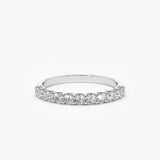 14k 11 Stone U-Shaped Diamond Wedding Band 14K White Gold Ferkos Fine Jewelry