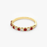 14k Shared Prong Ruby & Diamond Wedding Ring  Ferkos Fine Jewelry