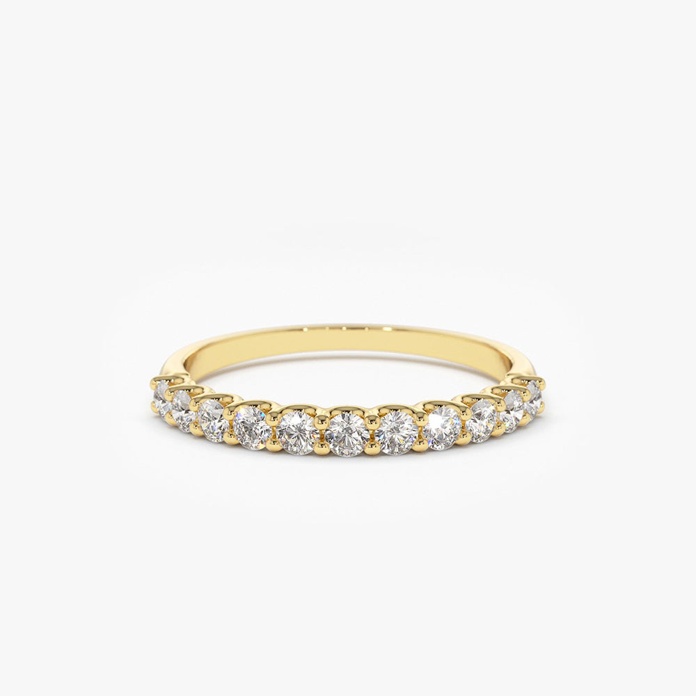 14k 11 Stone U-Shaped Diamond Wedding Band 14K Gold Ferkos Fine Jewelry