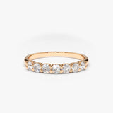 14k 7 Stone U-Shaped Diamond Wedding Band 14K Rose Gold Ferkos Fine Jewelry