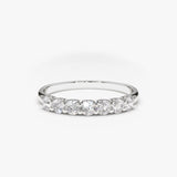 14k 7 Stone U-Shaped Diamond Wedding Band 14K White Gold Ferkos Fine Jewelry