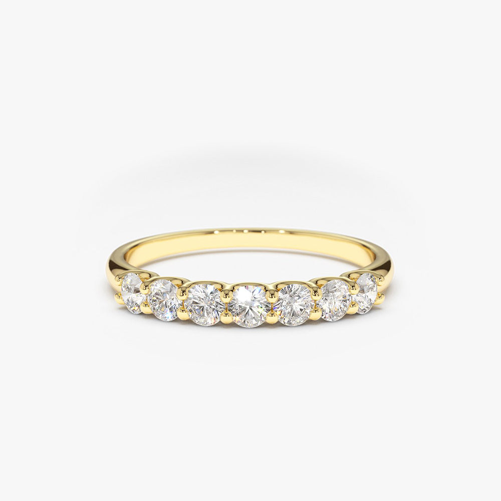 14k 7 Stone U-Shaped Diamond Wedding Band 14K Gold Ferkos Fine Jewelry
