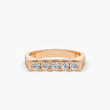 14K Rectangular Diamond Pinky Ring 14K Rose Gold Ferkos Fine Jewelry