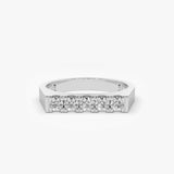 14K Rectangular Diamond Pinky Ring 14K White Gold Ferkos Fine Jewelry