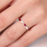 14k Ruby and Marquise Diamond Alternating Ring  Ferkos Fine Jewelry