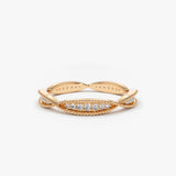 14K Gold Art Deco Graduating Diamond Full Eternity Ring 14K Rose Gold Ferkos Fine Jewelry