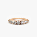 14K Gold 7 Stone Diamond Graduated Wedding Ring 14K Rose Gold Ferkos Fine Jewelry