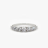 14K Gold 7 Stone Diamond Graduated Wedding Ring 14K White Gold Ferkos Fine Jewelry