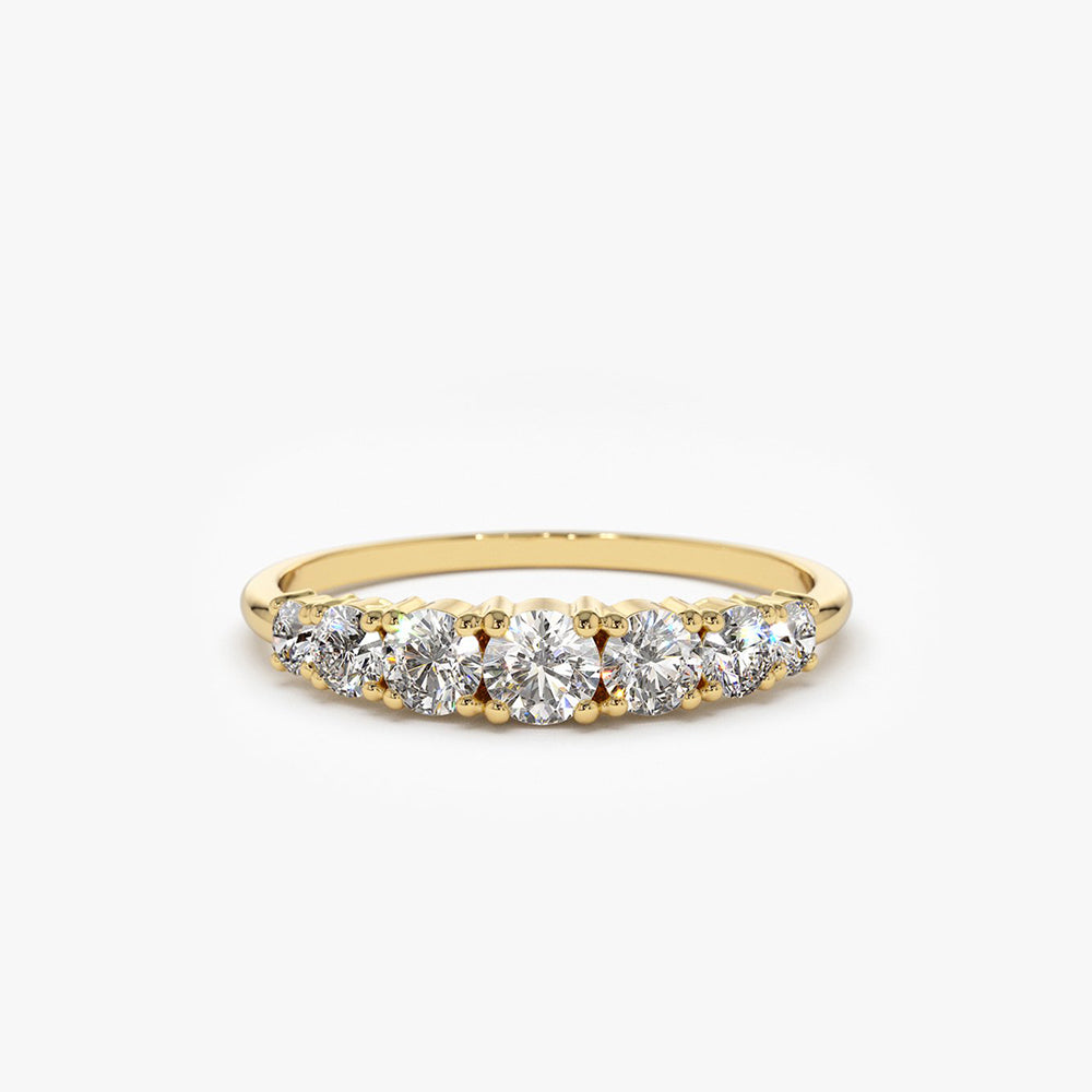 14K Gold 7 Stone Diamond Graduated Wedding Ring 14K Gold Ferkos Fine Jewelry