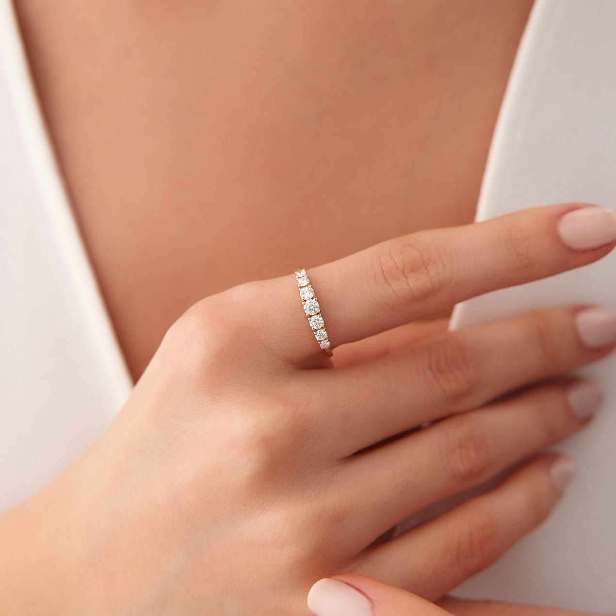 14k 7 Stone Slanted Baguette Diamond Ring – FERKOS FJ