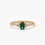 14K Oval Emerald and Diamond Ring 14K Rose Gold Ferkos Fine Jewelry