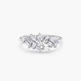 14k Baguette Diamond Cluster Ring 14K White Gold Ferkos Fine Jewelry