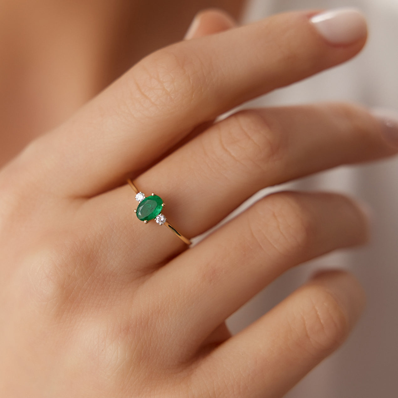 14k Oval Shape Emerald and Diamond Stone Ring – Ferkos Fine Jewelry