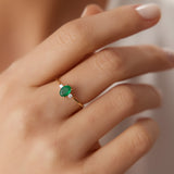 14k Oval Shape Emerald and Diamond 3 Stone Ring  Ferkos Fine Jewelry