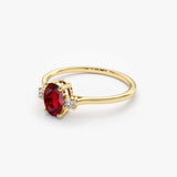 14k Oval Shape Ruby and Diamond 3 Stone Ring  Ferkos Fine Jewelry
