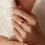 14k Oval Shape Ruby and Diamond 3 Stone Ring  Ferkos Fine Jewelry