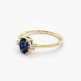 14k Oval Shape Sapphire and Diamond 3 Stone Ring  Ferkos Fine Jewelry