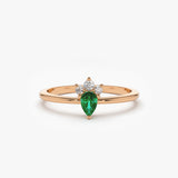 14k Mini Emerald and Diamond Ring 14K Rose Gold Ferkos Fine Jewelry