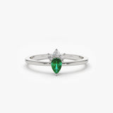 14k Mini Emerald and Diamond Ring 14K White Gold Ferkos Fine Jewelry