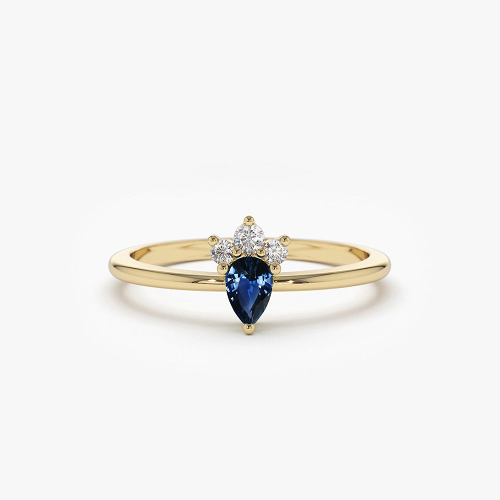 14k Mini Sapphire and Diamond Ring 14K Gold Ferkos Fine Jewelry